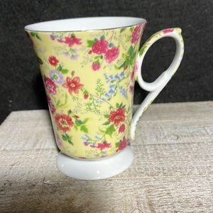 New Bone China Yellow Mug with Chintz Design by Jay
